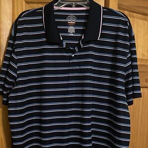 St. John's Bay Navy and pink Striped Polo Shirt